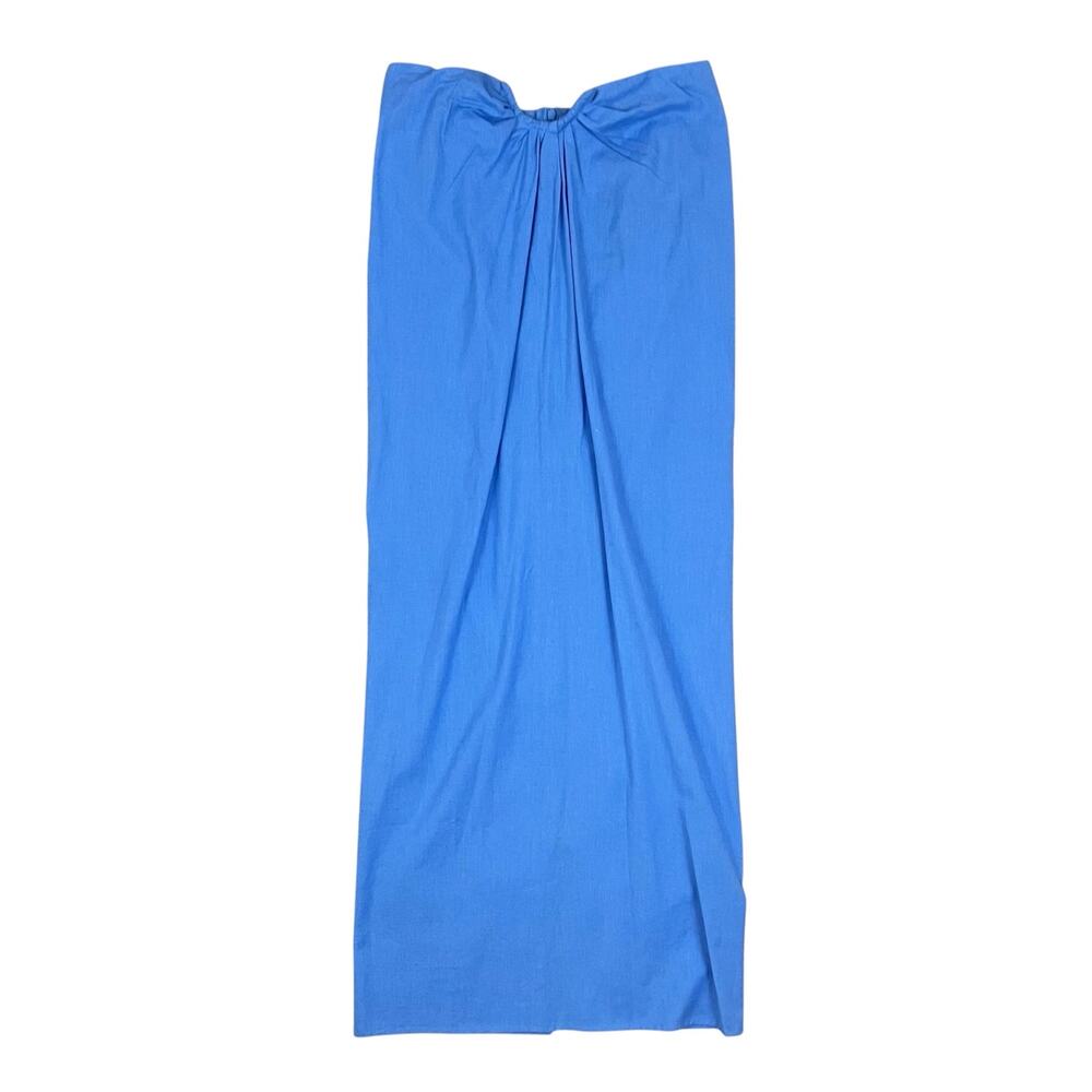 NWT Pretty Little Thing Linen Look V-Bar Maxi Skirt in Blue Size 2